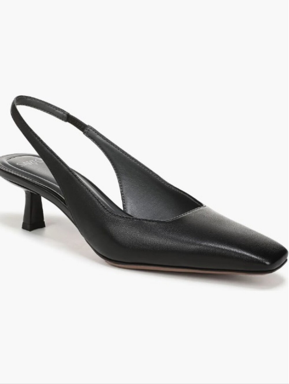 SARTO By Franco Sarto Raven Black Leather Pointed-Toe Slingback Kitten Heels 11